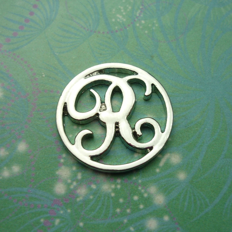 Plate - Alphabet Letter - R - Charm for Memory Lockets