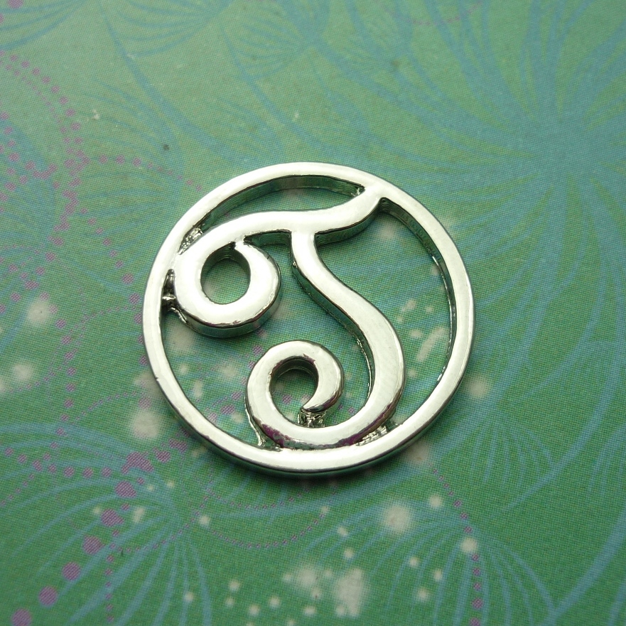 Plate - Alphabet Letter - T - Charm for Memory Lockets