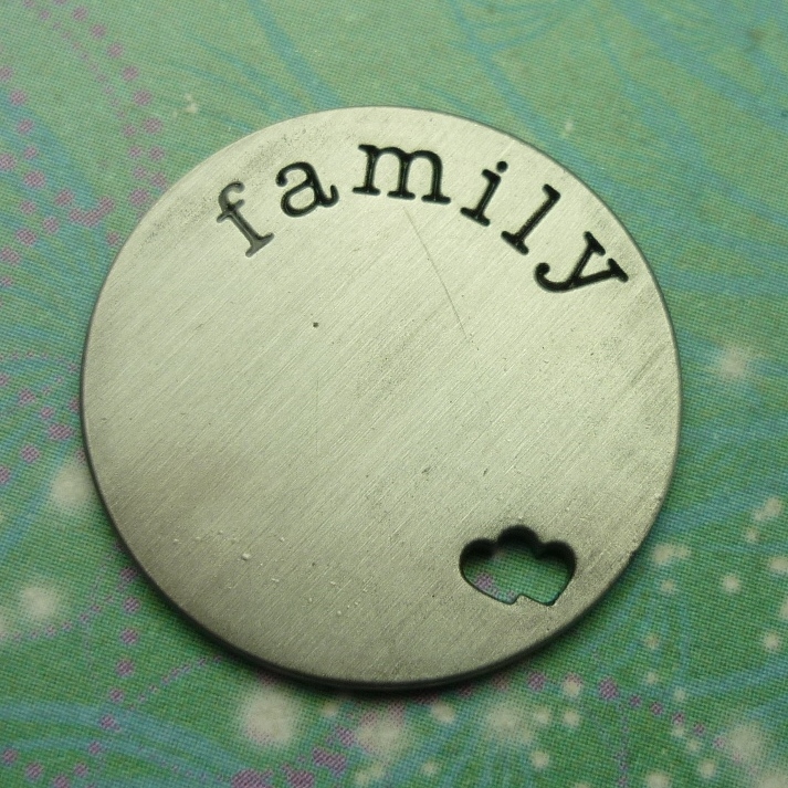Plate - Family with Double Hearts - 20mm - Charm for Memory Lockets