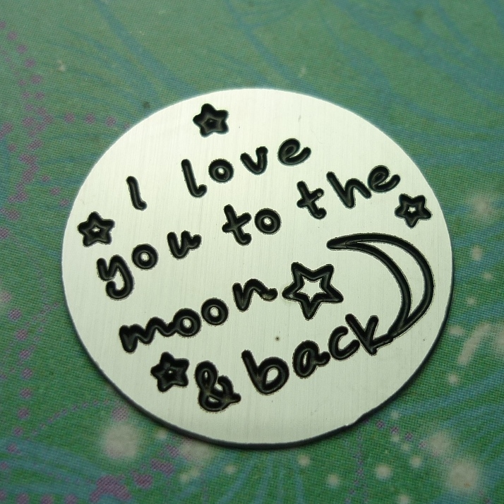 Plate - I you to the moon and back - 22mm - Charm for Memory Lockets