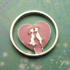 Plate -  Kissing Heart - Charm for Memory Lockets