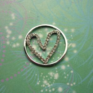 Plate Sparkle Heart for Large Lockets - 22mm - Charm for Memory Lockets