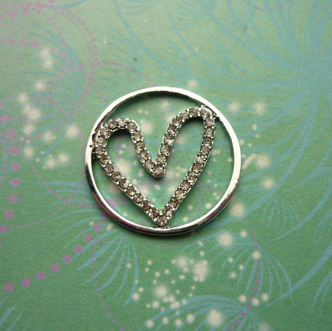 Plate Sparkle Heart for Large Lockets - 22mm - Charm for Memory Lockets