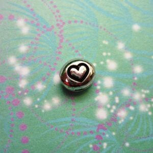 Puffy Silver Heart Oval - Charm for Memory Lockets