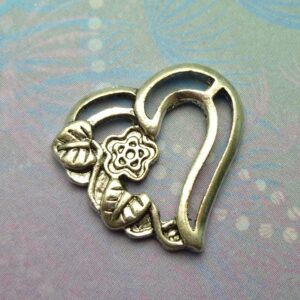 Rose Heart Jumbo - Charm for Memory Lockets