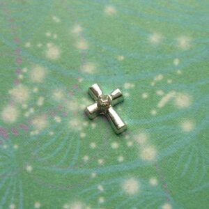 Silver Cross with Jewel - Charm for Memory Lockets