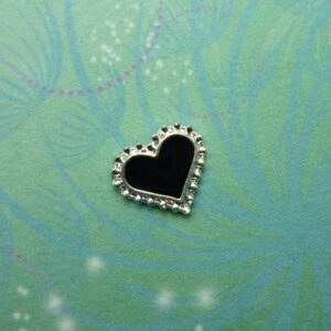 Silver Framed Heart - Black - Charm for Memory Lockets