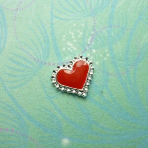 Silver Framed Heart - Red - Charm for Memory Lockets