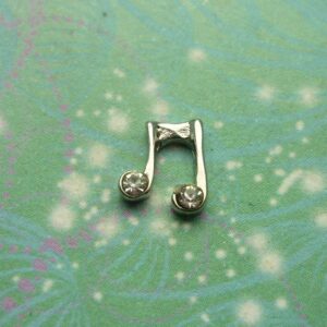Silver Music Note with Crystals - Charm for Memory Lockets