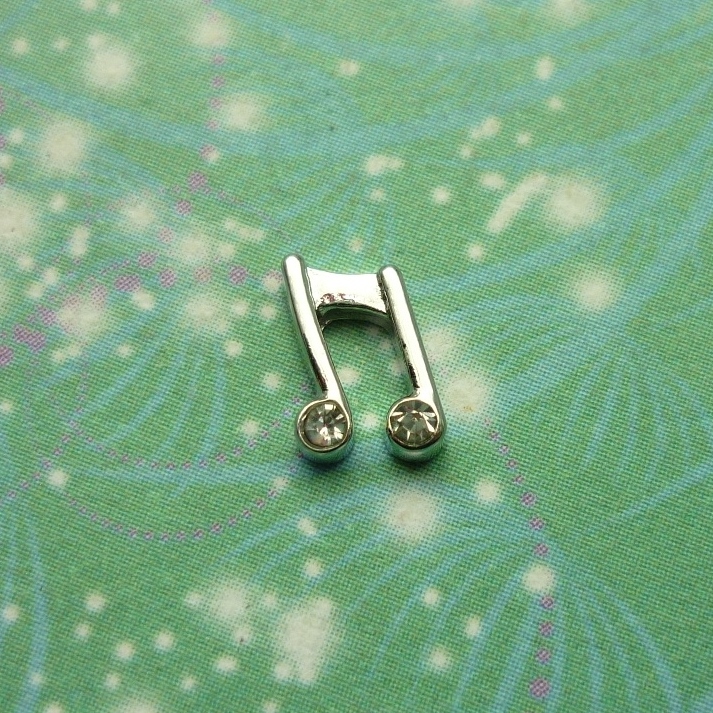 Silver Musin Note with Sparkles - Charm for Memory Lockets