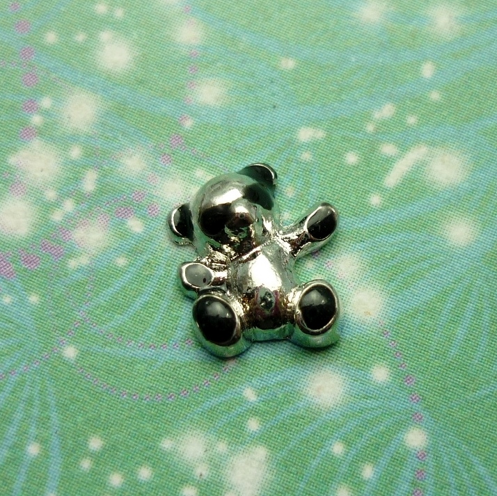 Silver Teddy Bear - Charm for Memory Lockets