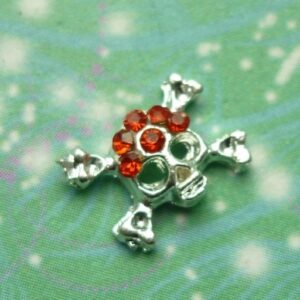 Skull & Cross Bones Red - Charm for Memory Lockets