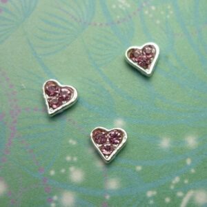 Small Pink Sparkling Heart - Charm for Memory Lockets