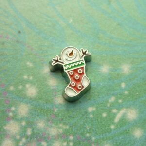 Snowman in Christmas Stocking - Charm for Memory Lockets