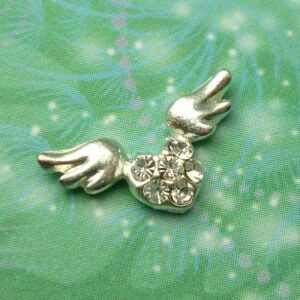 Sparkling Heart & Angel Wings - Charm for Memory Lockets