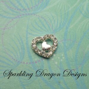 Sparkling Heart with heart inside - Charm for Memory Lockets