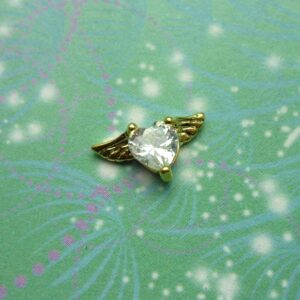 Sparkling Heat with Gold Angel Wings - Charm for Memory Lockets