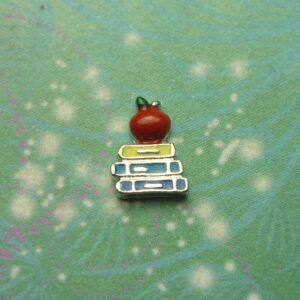 Stack of Books with Apple - Charm for Memory Lockets