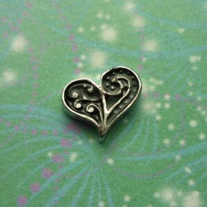 Swirl Heart - Black - Charm for Memory Lockets