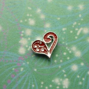 Swirl Heart - Red - Charm for Memory Lockets