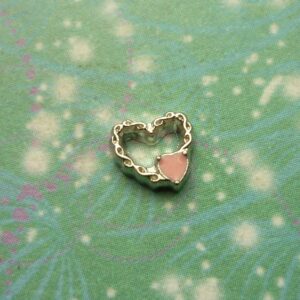 Woven Heart with Little Pink Heart - Charm for Memory Lockets