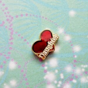 Love my daughter - Heart Charm Red - Charm for Memory Lockets