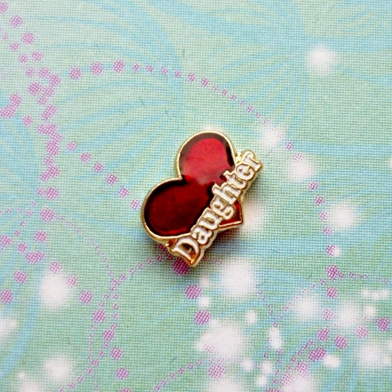 Love my daughter - Heart Charm Red - Charm for Memory Lockets