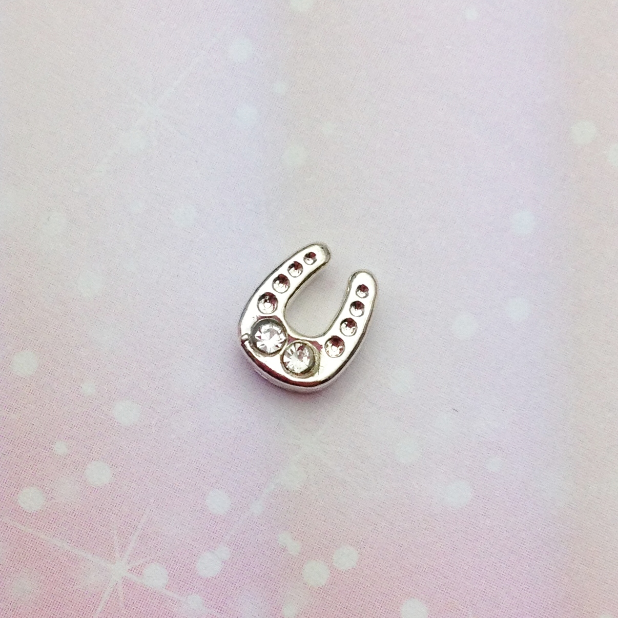 silver horse shoe cz - Charm for Memory Lockets
