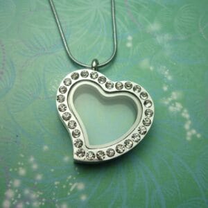 Stainless Steel Crystal Heart Locket Style 2