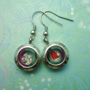 Stainless Steel Floating Charm Locket Earrings – Silver- gift for her