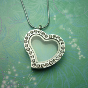 Stainless Steel Crystal Heart Locket Style 2