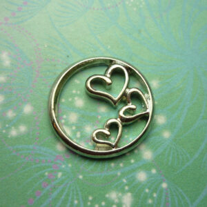 Plate - 3 hearts 22mm - Charm for Memory Lockets