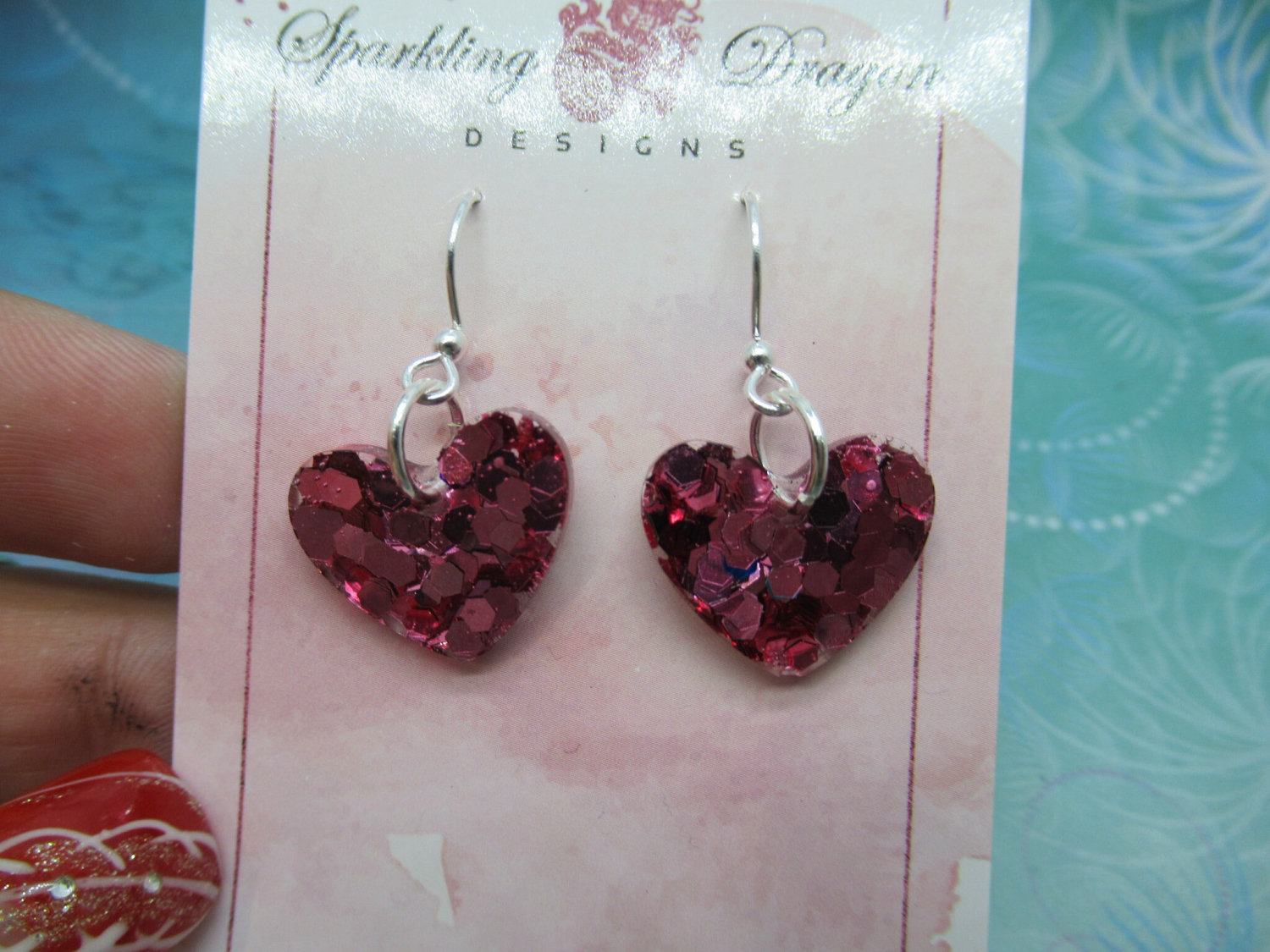 Love Heart Earrings - Sweet Pink Sparkle