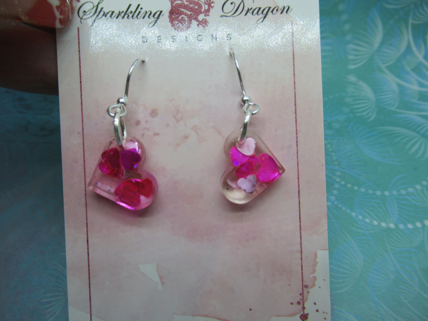 Love Heart Earrings - Dainty Pink Hearts