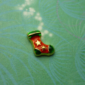 Gold Red and Green Christmas Stocking - Charm for Memory Lockets