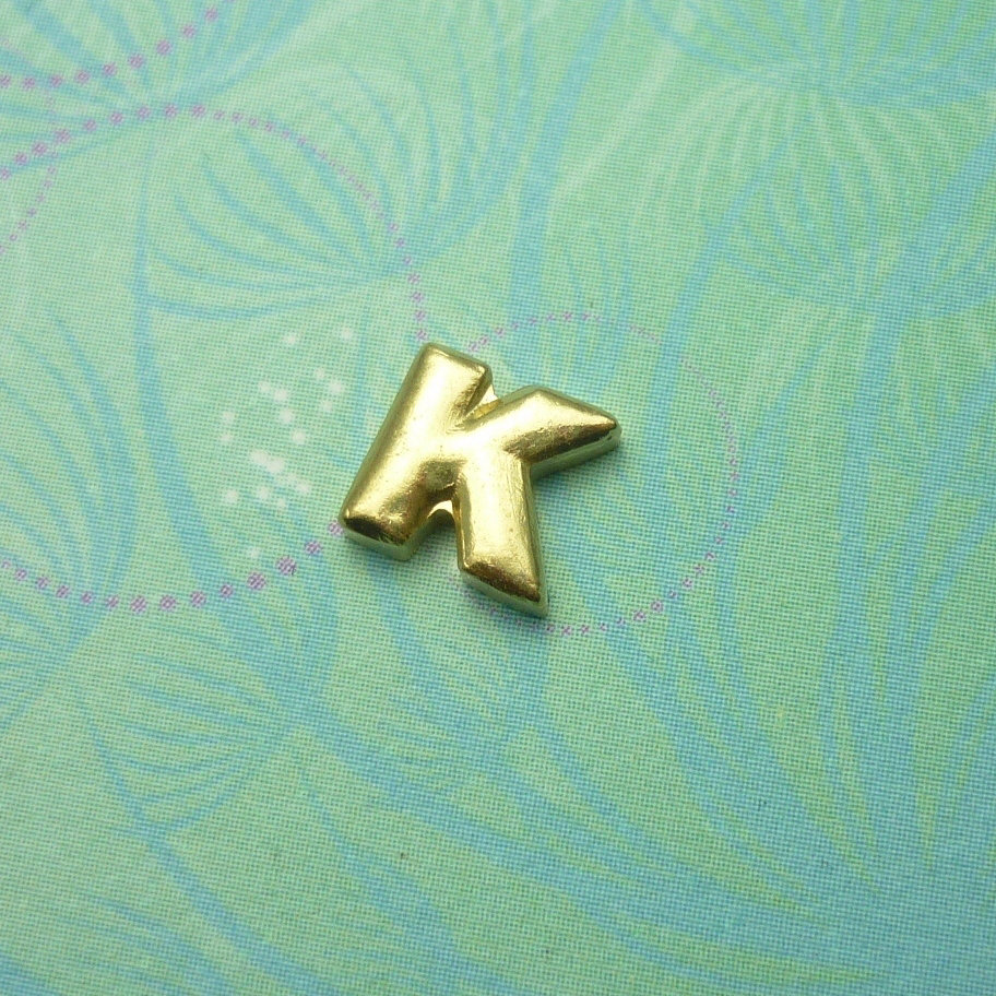 Gold Letter - K - Charm for Memory Lockets