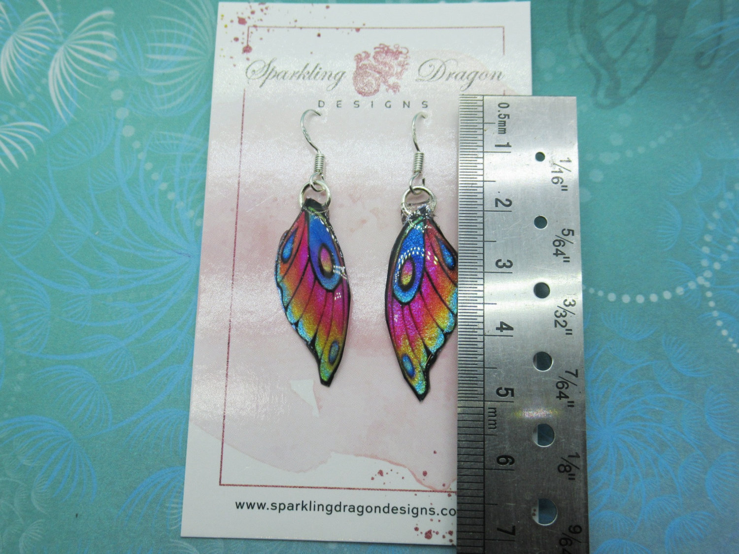 Butterfly Wing Earrings Rainbow Fairy Jewellery Sparkly Resin Glitter Gift for Her, Handmade Light Statement Butterfly Earrings - Image 3