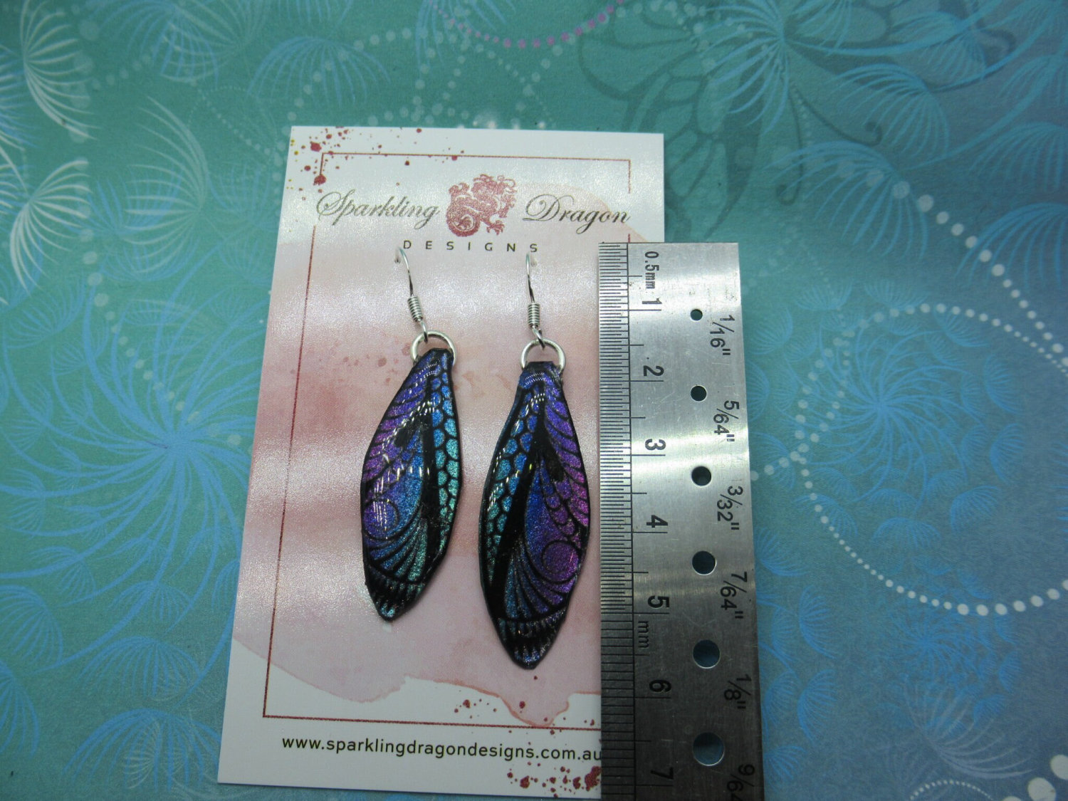 Butterfly Earrings Purple, Pink, Blue & Black Sparkle -Fairy Jewellery Fun Gift for Statement Present Sparkly - Resin with Glitter Finish - Image 4