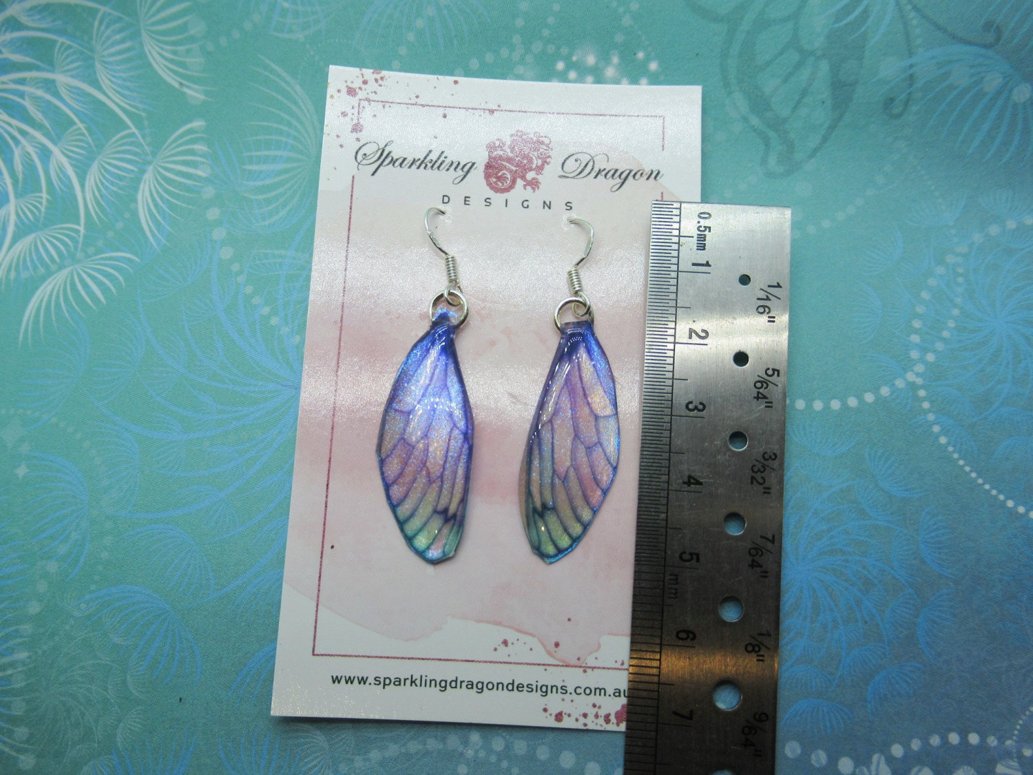 Butterfly Earrings Pale Purple Blue Sparkle - Fairy Jewellery, Fun Gift for her Statement Present Sparkly Boho Resin with Glitter Finish - Image 7