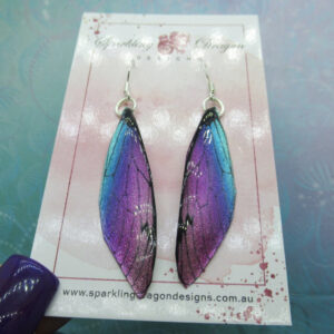 Butterfly Earrings Pink Purple Blue Sparkle - Fairy Jewellery, Fun Gift for her Statement Present Sparkly Boho Resin with Glitter Finish