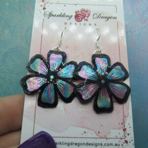 Feel Good Flower Earrings - New Age Boho gift - Swirling Colours in Resin with Glitter Finish, Gift for Mum, Teacher Gift, Birthday Present