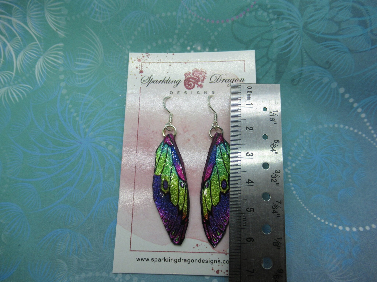 Butterfly Earrings Pale Purple Yellow Sparkle - Fairy Jewellery, Fun Gift for her Fairy Wing Earrings - Sparkly - Resin with Glitter Finish - Image 4
