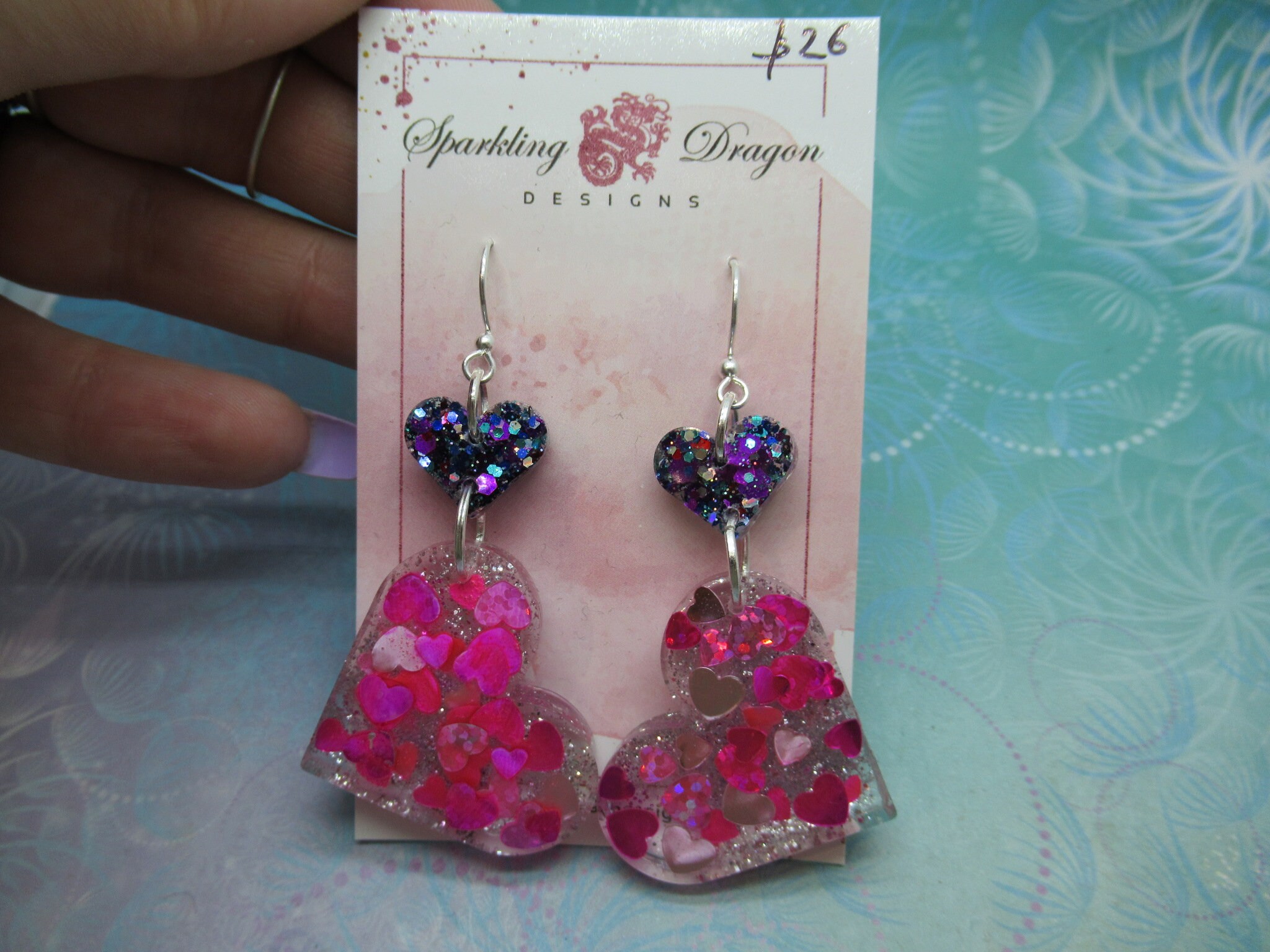 Love Heart Earrings - Statement Pink & Party Sparkle