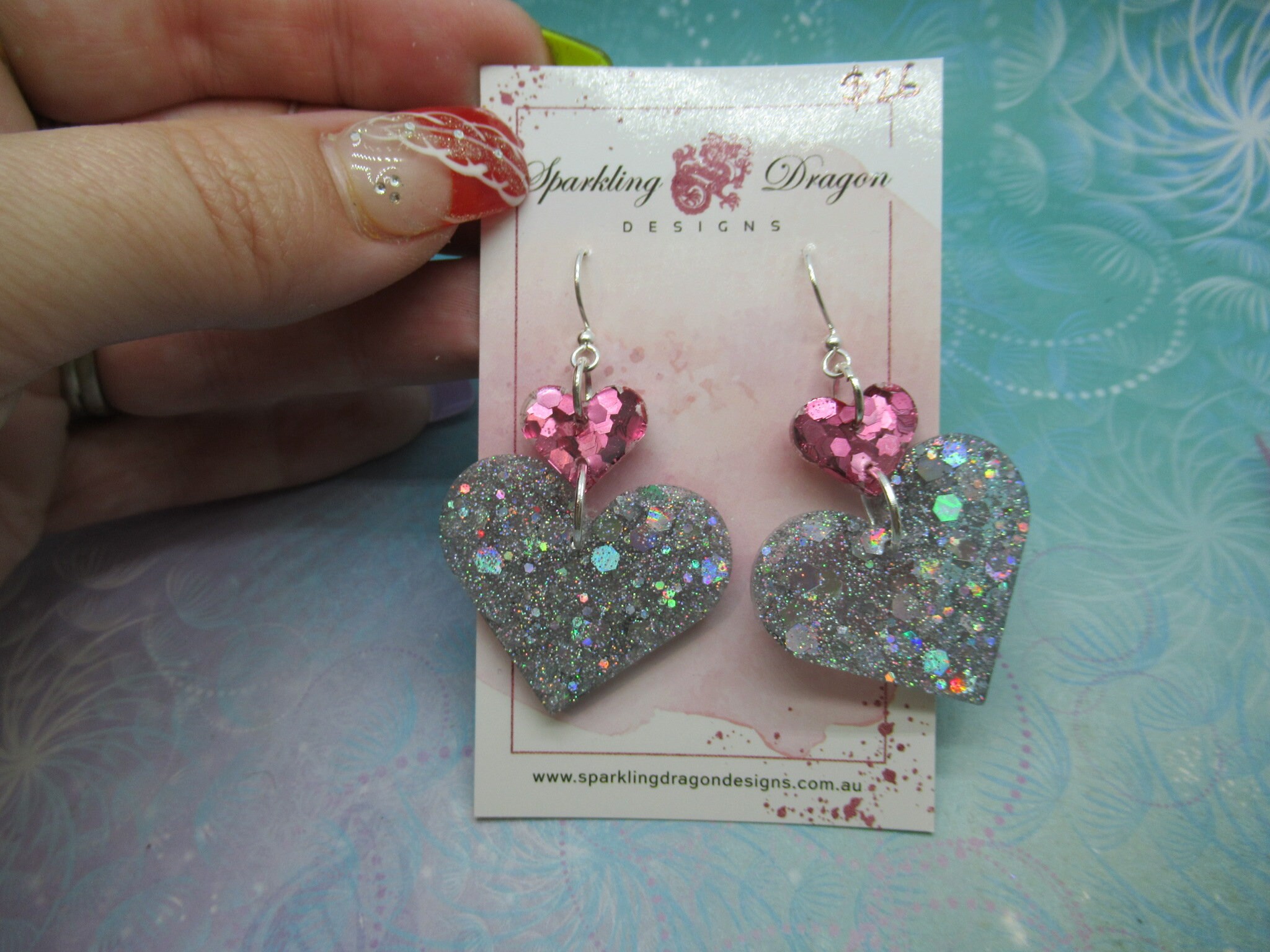 Love Heart Earrings - Statement Holo Silver and Sweet Pink Hearts