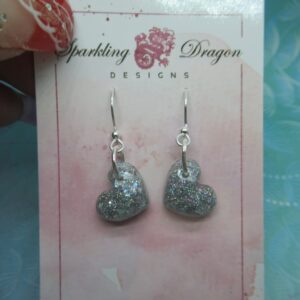 Love Heart Earrings - Dainty Puffy Holo Silver Hearts