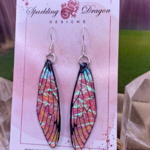 Pink Green Colour Shift Butterfly Shimmer Wing Earrings - Fairy Jewellery, Fun Gift Fairy Dragonfly Cicada