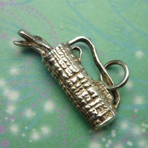 Vintage Sterling Silver Dangle Charm - Golf clubs
