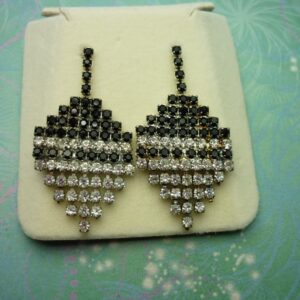 Vintage Crystal Earrings - Jet Black Crystals