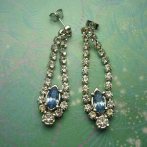 Vintage Silver Earrings - Rhinestones with Steel Posts
