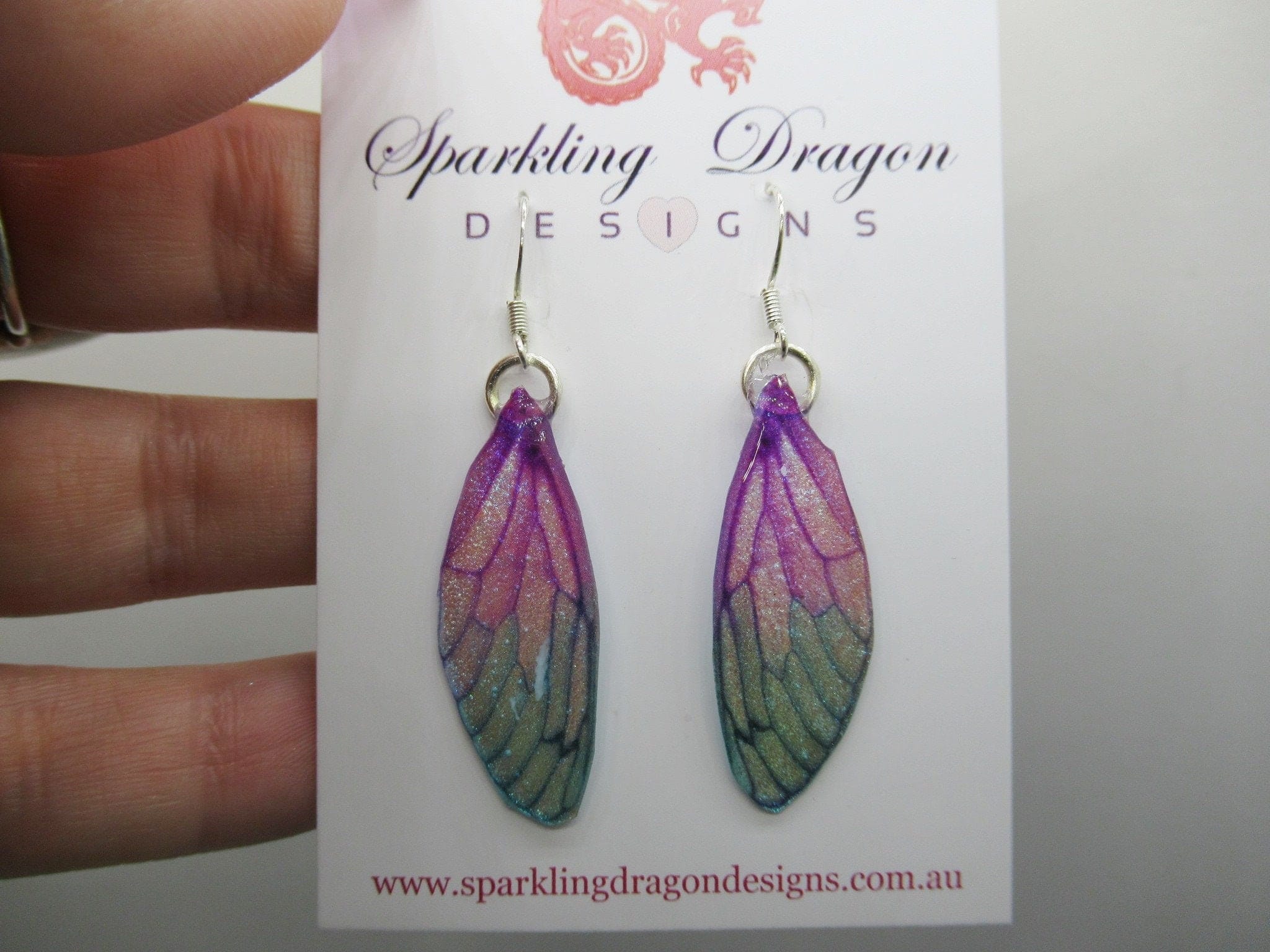 Butterfly Earrings Pale Pink Blue Sparkle - Fairy Jewellery, Fun Gift for her Statement Present Sparkly Boho Resin with Glitter Finish - Image 7
